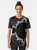 Minimalist black and white Mandelbrot fractal graphic t-shirt - Women