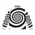 Hypnotic black and white swirl puffer jacket with a psychedelic, mesmerizing design - Back
