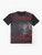 Abstract background of triangles polygon wallpaper in red and black colors graphic t-shirt - Flat lay