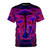 Vibrant neon shroom design on a high-quality t-shirt, perfect for festivals, raves, and electronic music events.