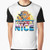 Vintage 1980s graphic t-shirt featuring a retro alien hero character dancing in a cheesy, humorous sci-fi movie style.