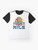 Vintage 1980s graphic t-shirt featuring a retro alien hero character dancing in a cheesy, humorous sci-fi movie style. - Flat lay