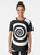 Spiral hypnotic visual illusion black and white graphic t-shirt design with mind control theme - Women