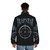 Trapstar 'Watch Your Back' puffer jacket in vibrant purple and silver colors - men back