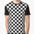 Minimalist black and white checkerboard graphic t-shirt