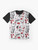 The Losers Club Repeating Pattern Graphic T-Shirt, featuring characters from Stephen King's IT movie and novel - Flat lay