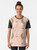 LA PETITE VIE graphic t-shirt featuring a colorful pattern of bananas, cherries, and other Quebec-inspired elements - Women