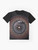 Graphic T-Shirt featuring an annotated logarithmic illustration of the observable universe - Flat lay