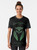 Dark academia-inspired graphic t-shirt featuring a spooky owl emblem with a shield and plaque design - Women