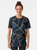 Navy blue graphic t-shirt with geometric and mosaic design - Women