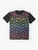 Colorful d20 dice set pattern graphic t-shirt for dungeons and dragons fans - Flat lay