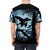 A vibrant, full-color illustration of the feathered dinosaur Microraptor on a t-shirt - men back