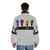 Colorful CMYK puffer jacket with 'There Are Four Lights' sci-fi inspired design - men back