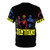 A stylized t-shirt design featuring the silhouettes of the popular Teen Titans characters. - Back