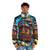 Howls Painting Puffer Jacket featuring 8-bit inspired Studio Ghibli anime art - men front