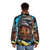 Howls Painting Puffer Jacket featuring 8-bit inspired Studio Ghibli anime art - men back