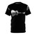 Artistic nature-inspired guitar silhouette design on a black and white t-shirt
