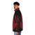 A red puffer jacket with a devil-inspired design, perfect for the ultimate superhero fan. - men side left