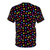 Colorful rainbow and polka dot pattern on a black t-shirt - Back