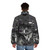 Surreal puffer jacket with dreamlike geometric design and night sky motifs - men back