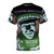 Green t-shirt with classic Frankenstein movie poster graphic
