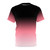A stylish ombre dip dye t-shirt with an abstract gradient pattern in shades of black, pink, and white.