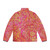 Hot pink and gold baroque floral patterned puffer jacket - Back