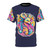 Colorful design featuring a mystical neon fox on a t-shirt