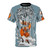 Illustration of a cute fox in a snowy winter forest on a t-shirt