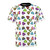 A t-shirt featuring a vibrant, colorful pattern of cartoon-style frogs, perfect for mobile game fans.