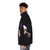 Sylvester in a vibrant purple puffer jacket, striking a flamboyant pose - men side left