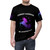 Galaxy print t-shirt with a unicorn graphic and the text "Forget Average Be Legendary" - men front