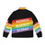 Puffer jacket with "Homos Against Scomo" text, promoting LGBTQ+ activism and social justice - Back