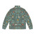 Adorable Swedish folk cats puffer jacket with colorful patterns and graphics - Back