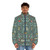 Adorable Swedish folk cats puffer jacket with colorful patterns and graphics - men front