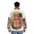 Gay bear wearing a puffer jacket with Hocus Pocus design - men back