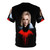 Batwoman and Alice inspired superhero and villain t-shirt design featuring bats, blood, and comic book elements - Back