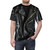 Model wearing a black leather jacket inspired t-shirt - men front