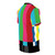 A vibrant and retro-inspired t-shirt featuring a pattern of colorful television color bars, perfect for fans of vintage technology and pop culture. - men right