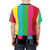 A vibrant and retro-inspired t-shirt featuring a pattern of colorful television color bars, perfect for fans of vintage technology and pop culture. - men back