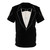 A t-shirt featuring a tuxedo-inspired black and white design with a bow tie - Back