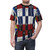 Vibrant abstract geometric art t-shirt design inspired by the works of artist Alfred Jensen - men front