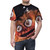 Flyers hockey team fan wearing a t-shirt featuring the team's creepy and funny mascot Gritty - men front