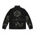 A high-quality puffer jacket featuring a 20-sided die design, perfect for science, math, and RPG enthusiasts. - Back