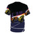 Vibrant tron lightcycle racing grid design t-shirt with retro 80s style - Back