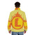 Superhero Letter L Fire Insignia Puffer Jacket with personalized superhero logo - men back