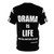 Dramatic movie quote t-shirt featuring an iconic Alfred Hitchcock quote about the nature of drama. - Back