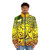 Rasta puffer jacket with Haile Selassie and Empress Menen imagery - men front