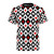 A high-quality graphic t-shirt featuring the iconic symbols of playing card suits - heart, diamond, spade, and club.