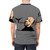 Bold t-shirt design featuring an illustration of Alfred Hitchcock with a bird and cigar - men back